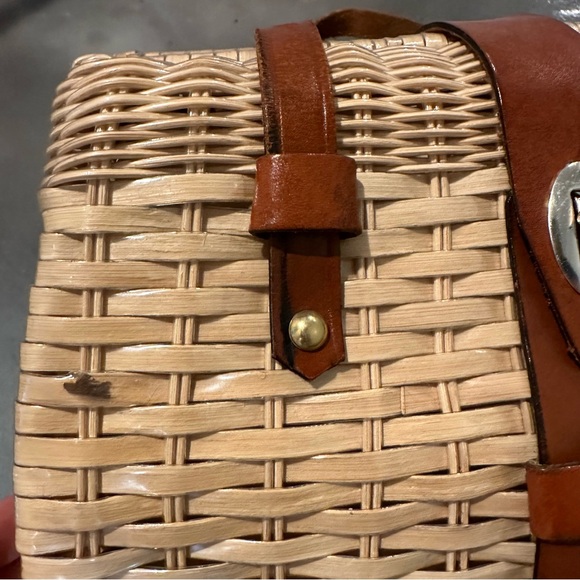 Vintage Simon Hong Kong Straw and Leather Handbag - Picture 11 of 11